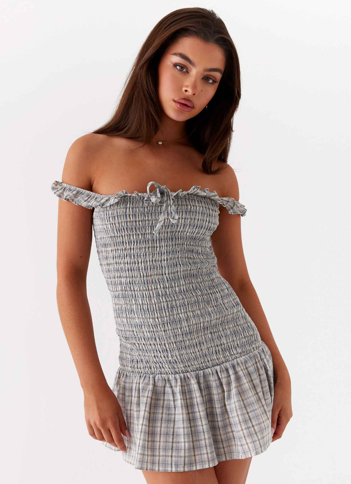 Mini-robe Anica à carreaux - Carreaux gris