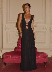 Robe longue en dentelle Giulia - Noir