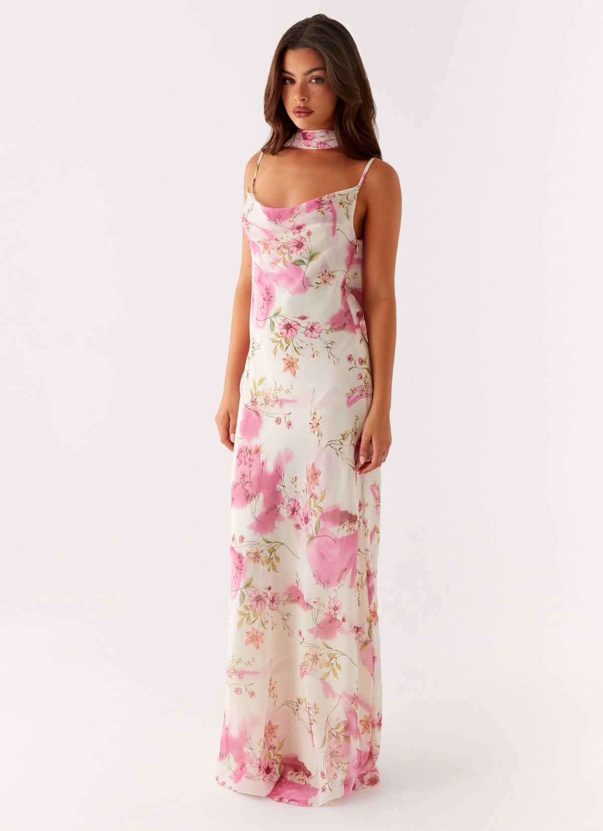 Robe longue Spencer – Imprimé floral ivoire