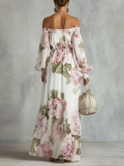 Women's Fashion Floral Art Print Casual Stylish Comfortable Long Dress