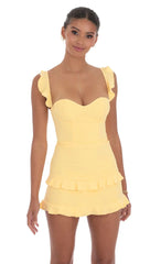 Robe corset à volants jaune
