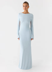 Robe longue à manches longues Midnight Song - Bleu brumeux