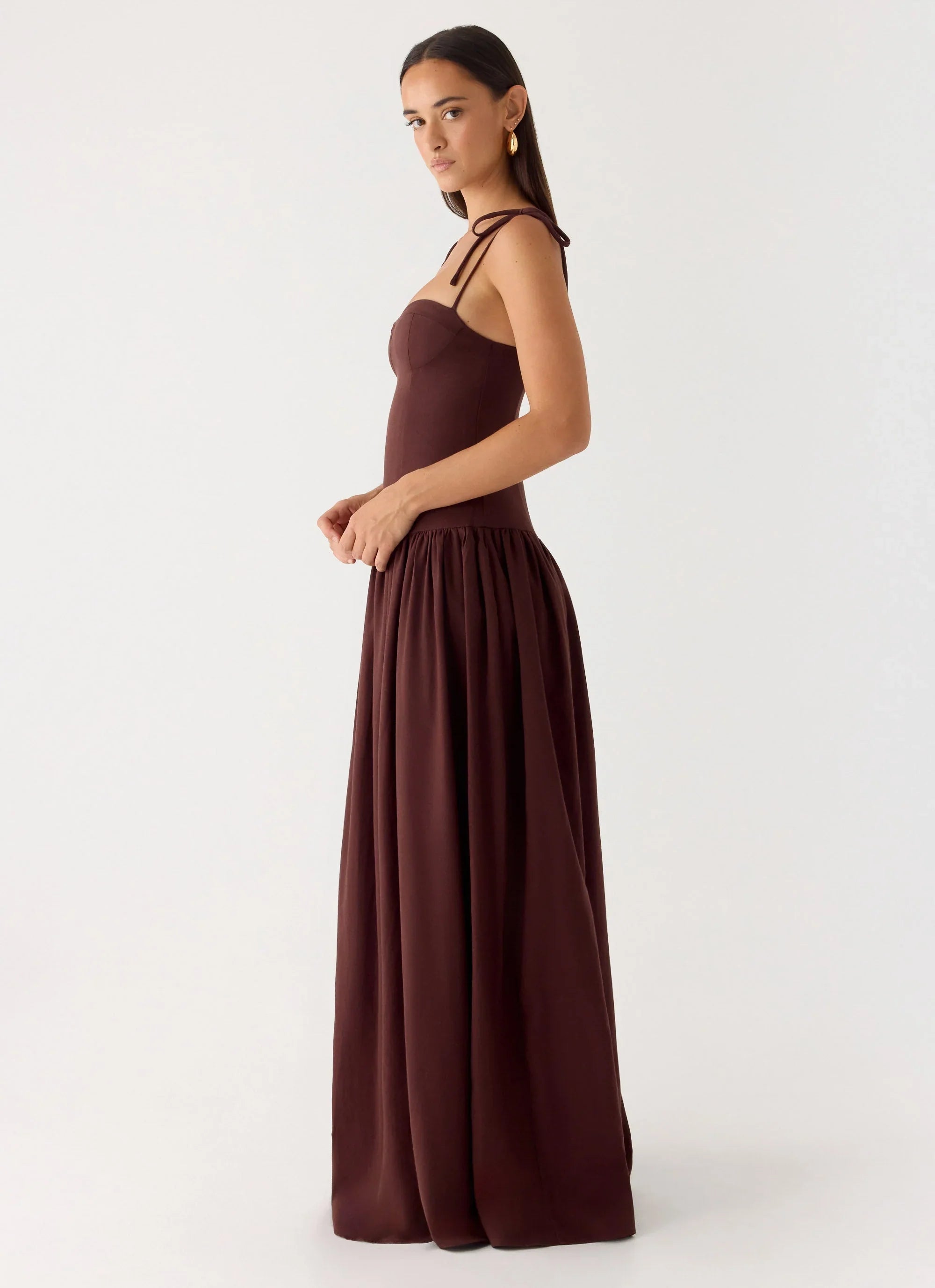 Robe longue en lin Giovanna - Bruine de chocolat