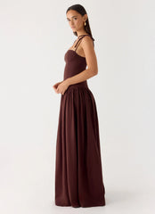 Robe longue en lin Giovanna - Bruine de chocolat