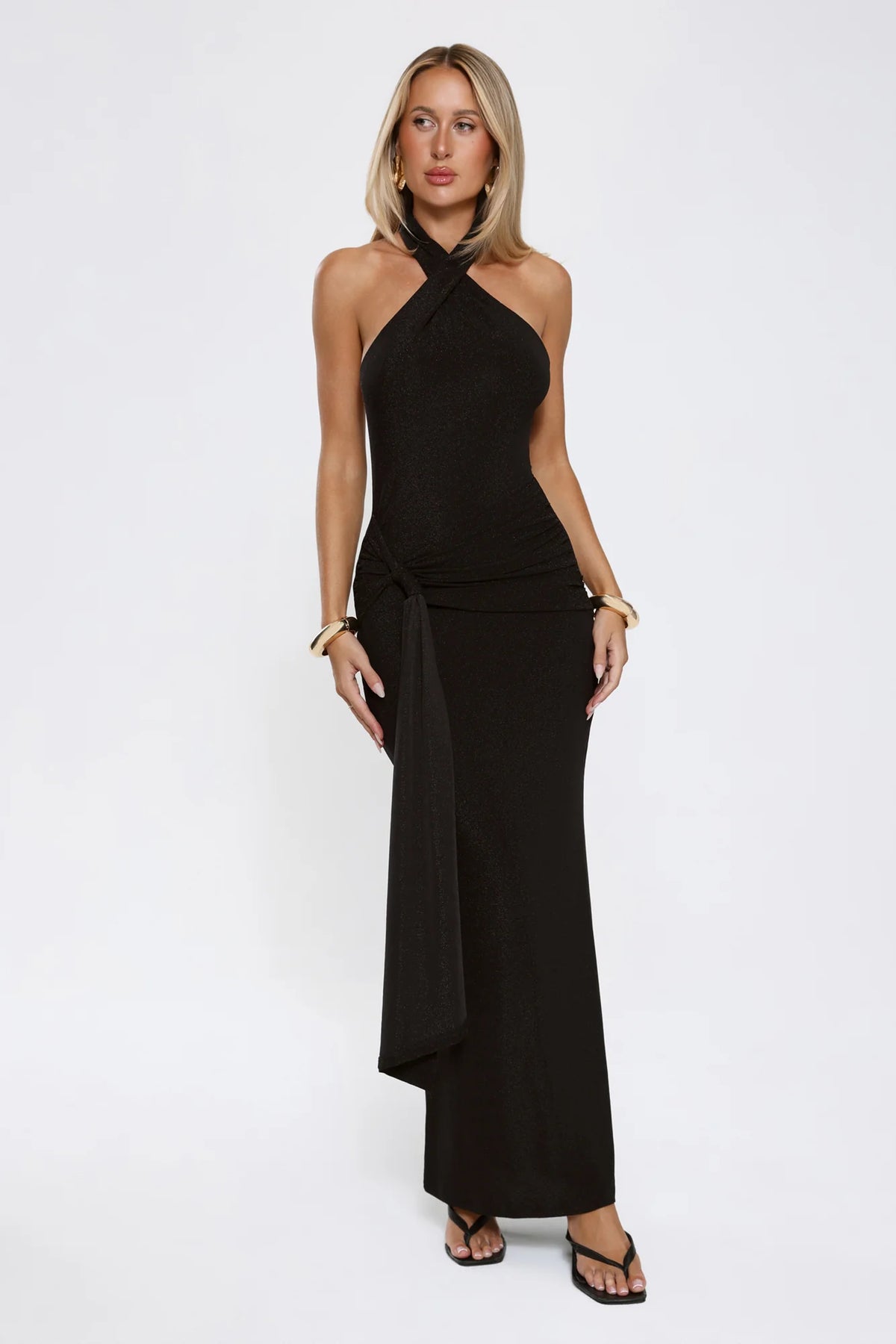 Robe longue à licou noire Glitter Through Twilight