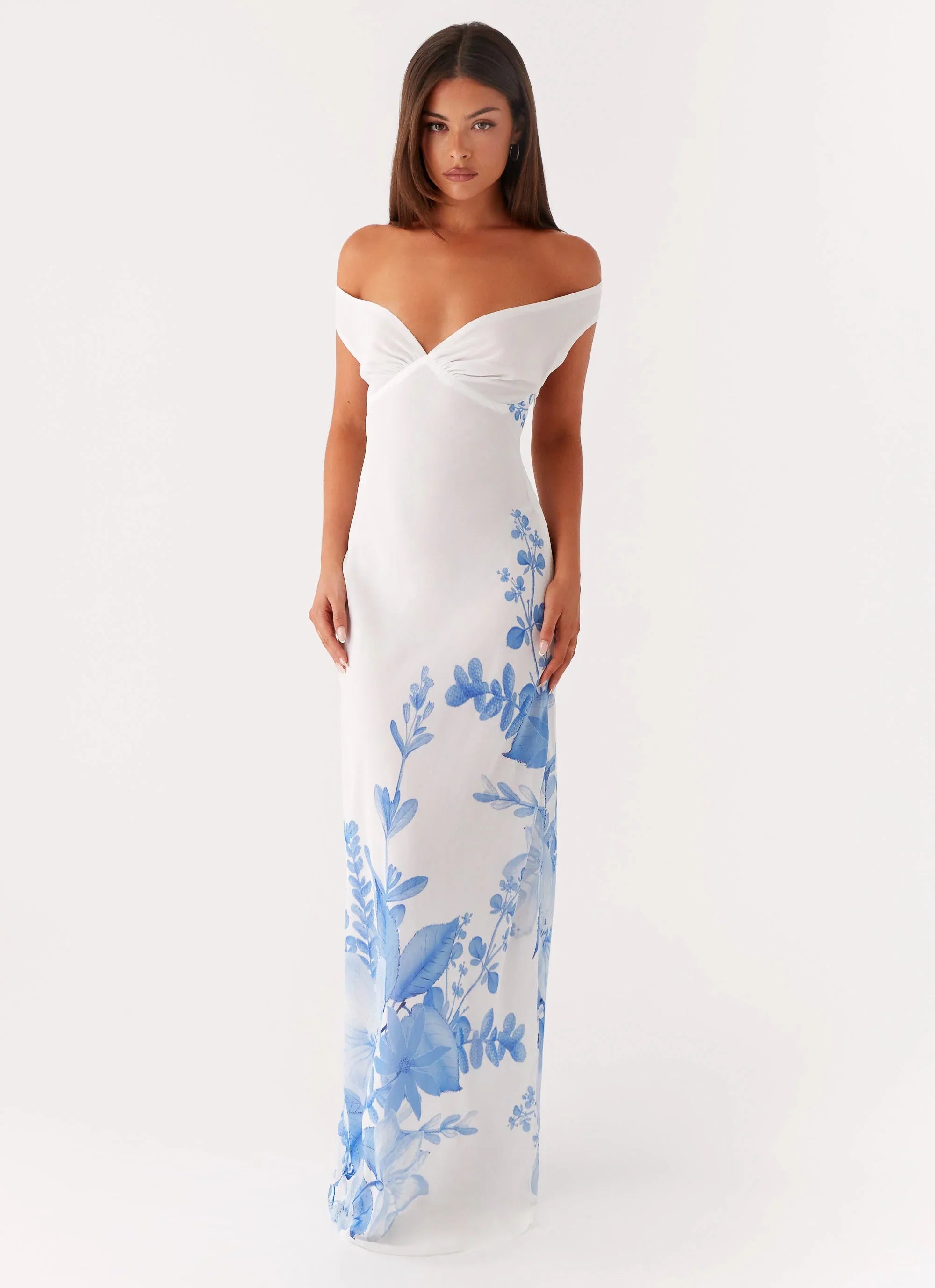Robe longue Krissa - Imprimé floral bleu