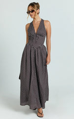 Robe midi Abby - Robe à encolure en pois chocolat