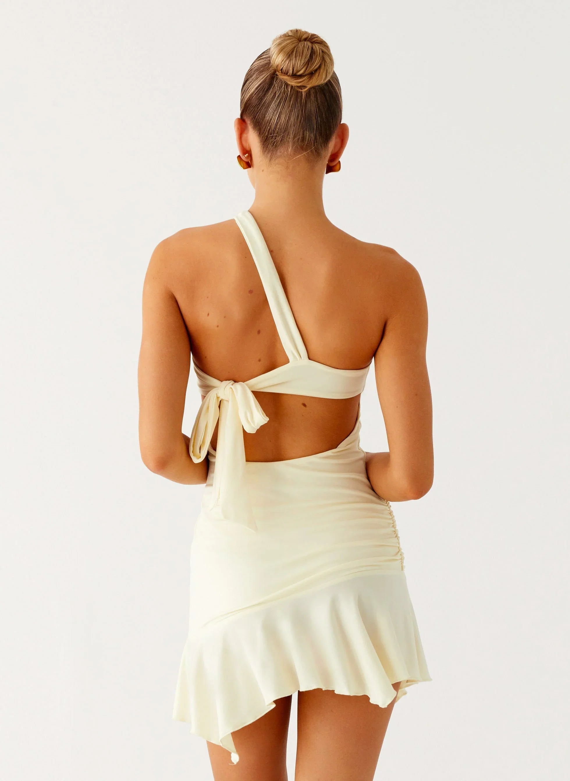 Mini-robe découpée "Not Your Fan" – Jaune