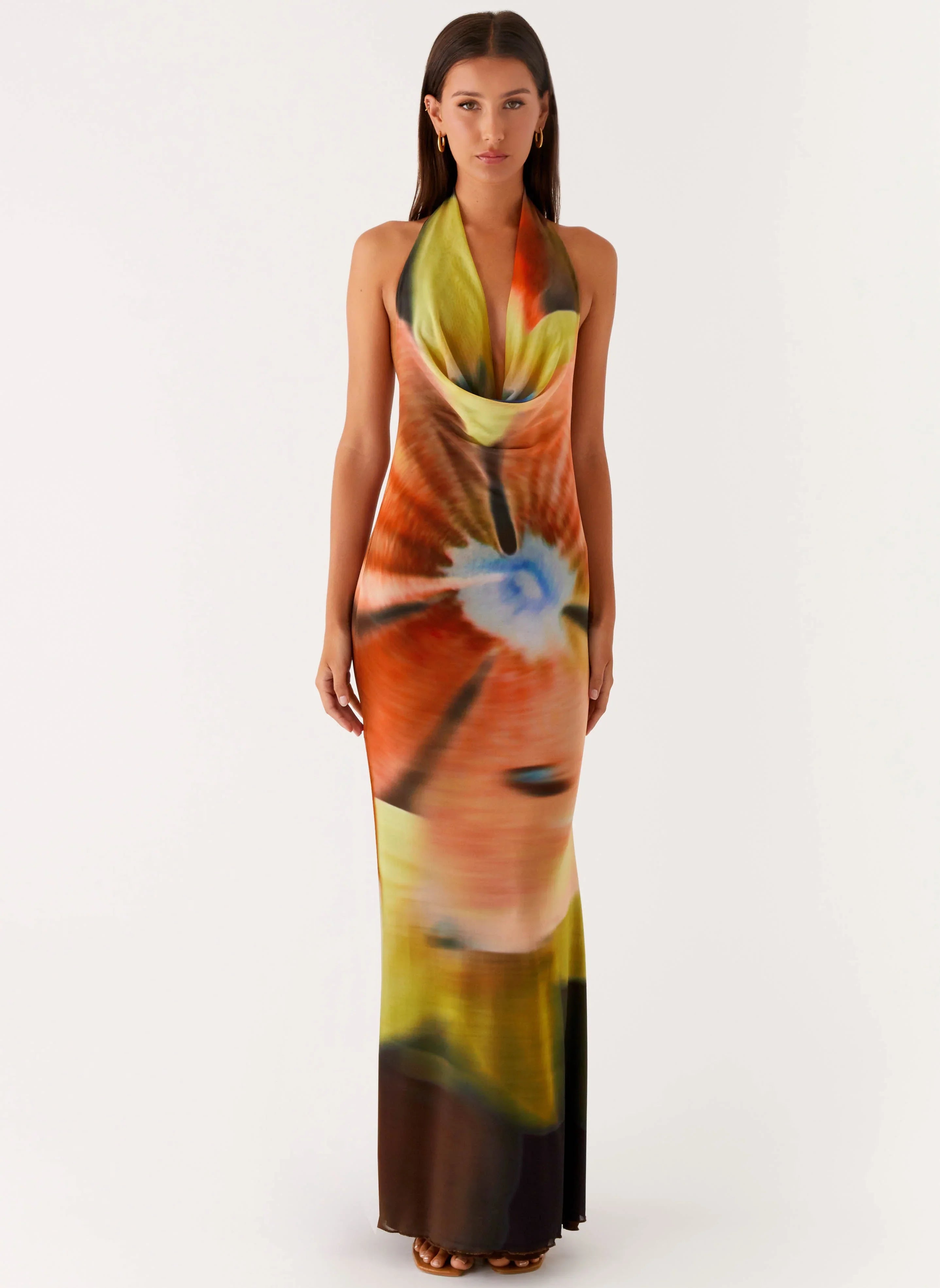 Robe longue Raellia - Imprimé floral sombre