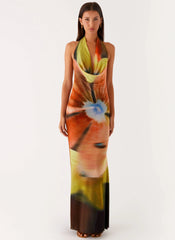 Robe longue Raellia - Imprimé floral sombre