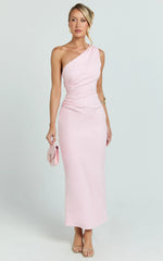 Robe Karlie Midi - Robe Ajustée à Une Épaule Rose