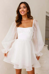Robe courte à manches longues Story Book blanc
