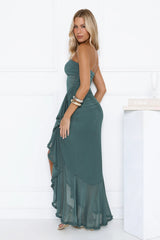 Robe longue bustier en mesh Spark Soirée sarcelle