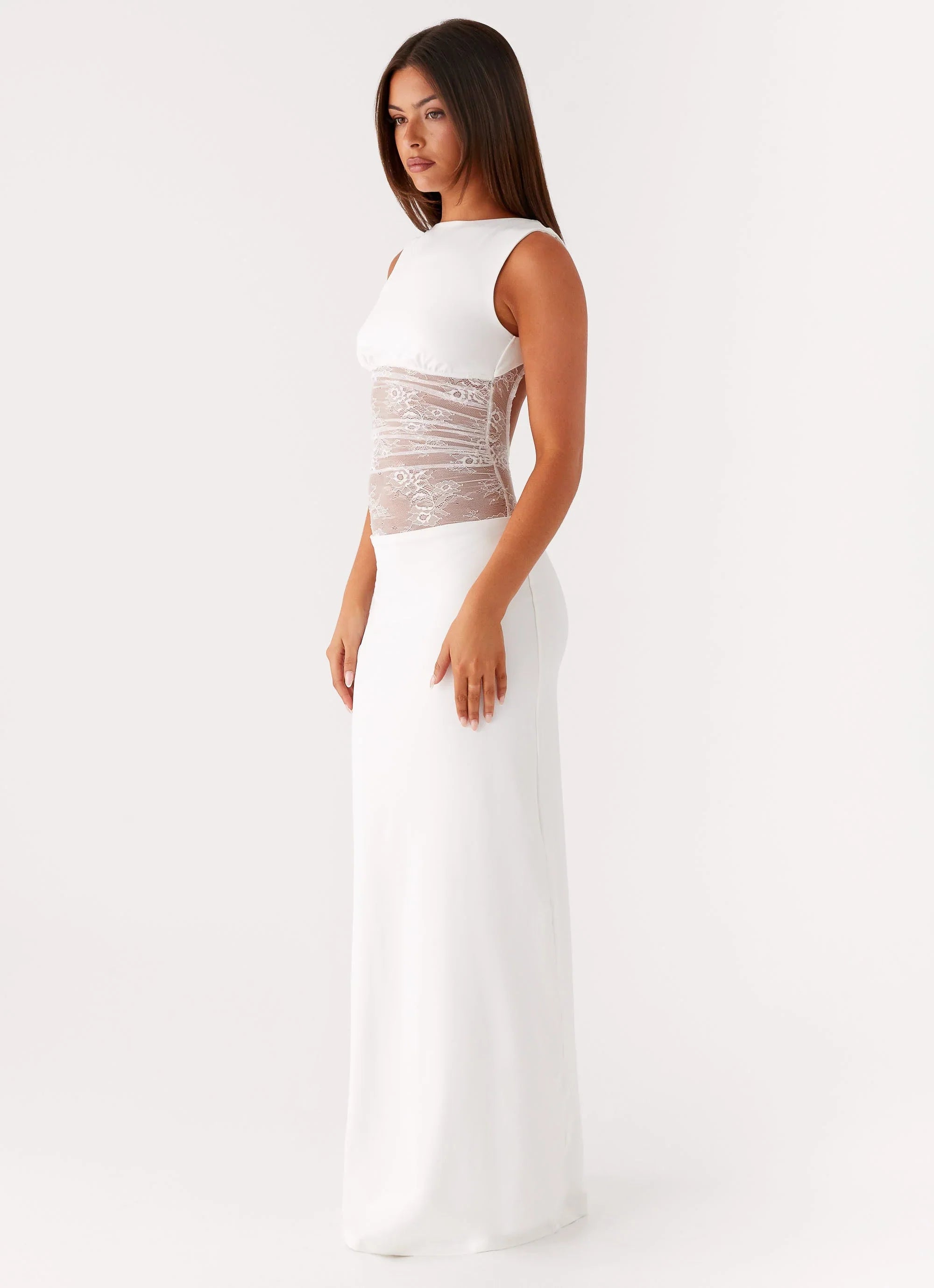Robe longue Medina en dentelle - Blanc