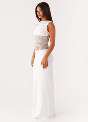 Robe longue Medina en dentelle - Blanc