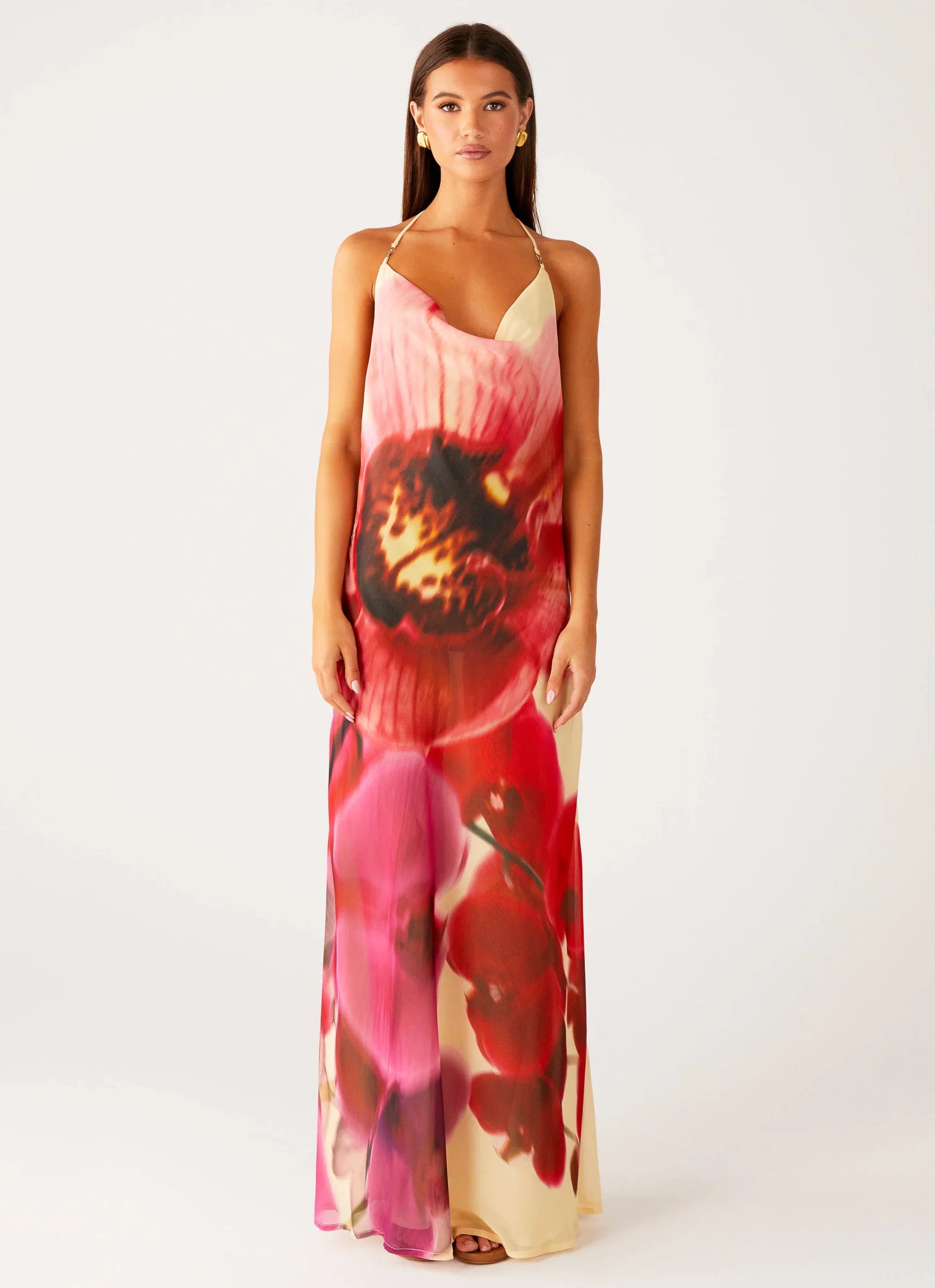 Robe longue Morning Crush Cowl - Imprimé fleuri jaune