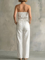 Women's Strapless Sleeveless Drawstring Jumpsuit