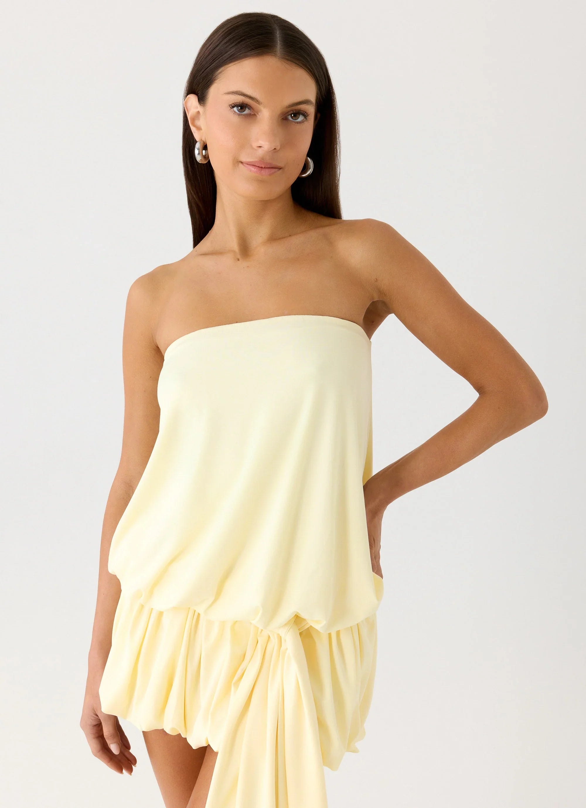Mini-robe sans bretelles Mazie - Jaune