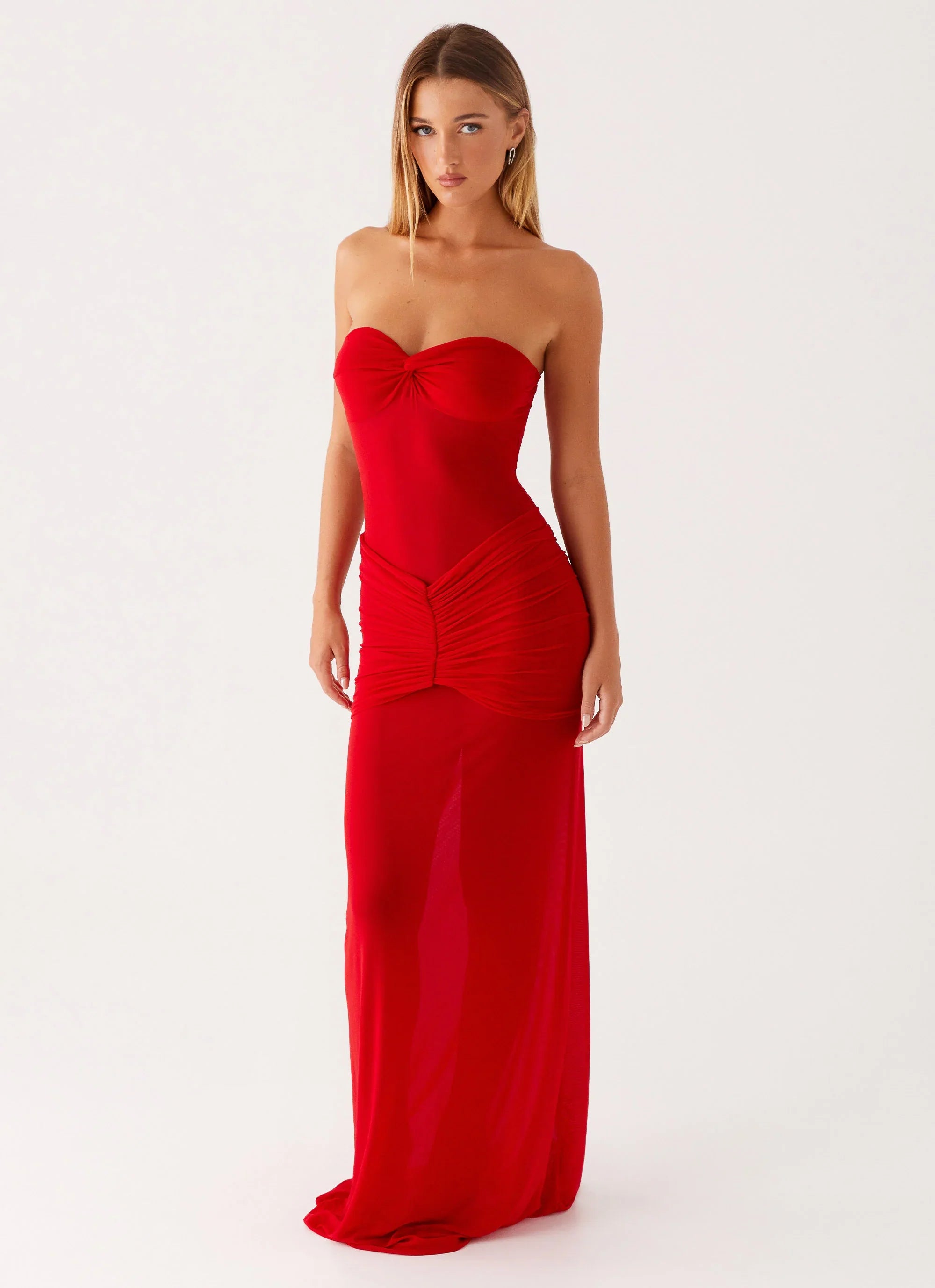 Robe longue en maille Ottilie - Rouge