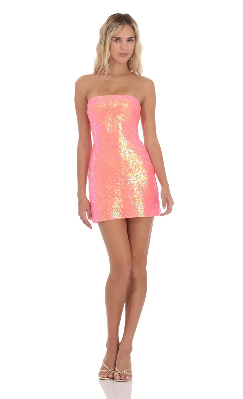 Robe bustier en maille et sequins ivoire