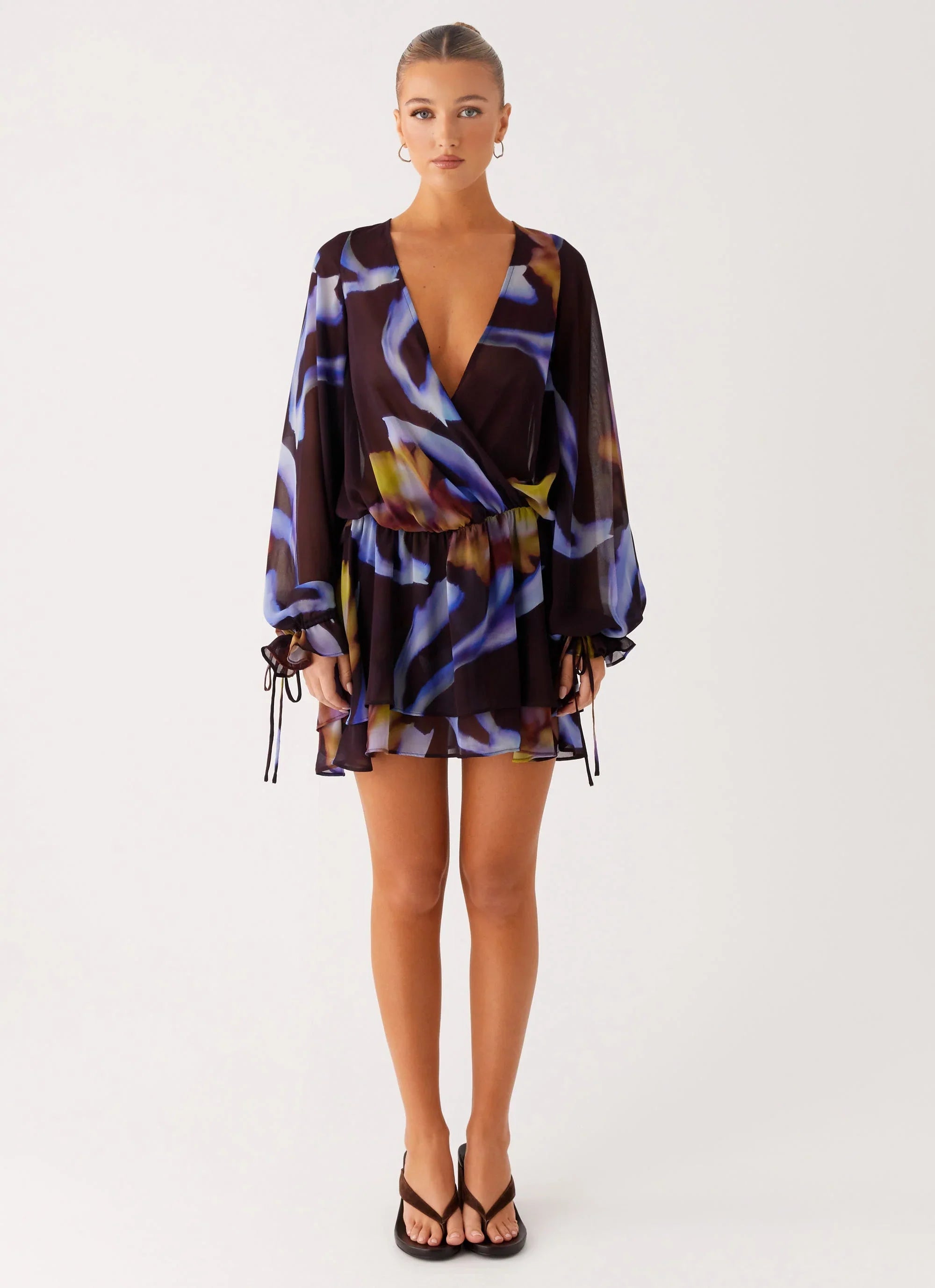 Mini-robe à manches longues Passion - Imprimé floral foncé