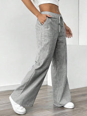 Women's Casual Striped Loose Wide-leg Trousers
