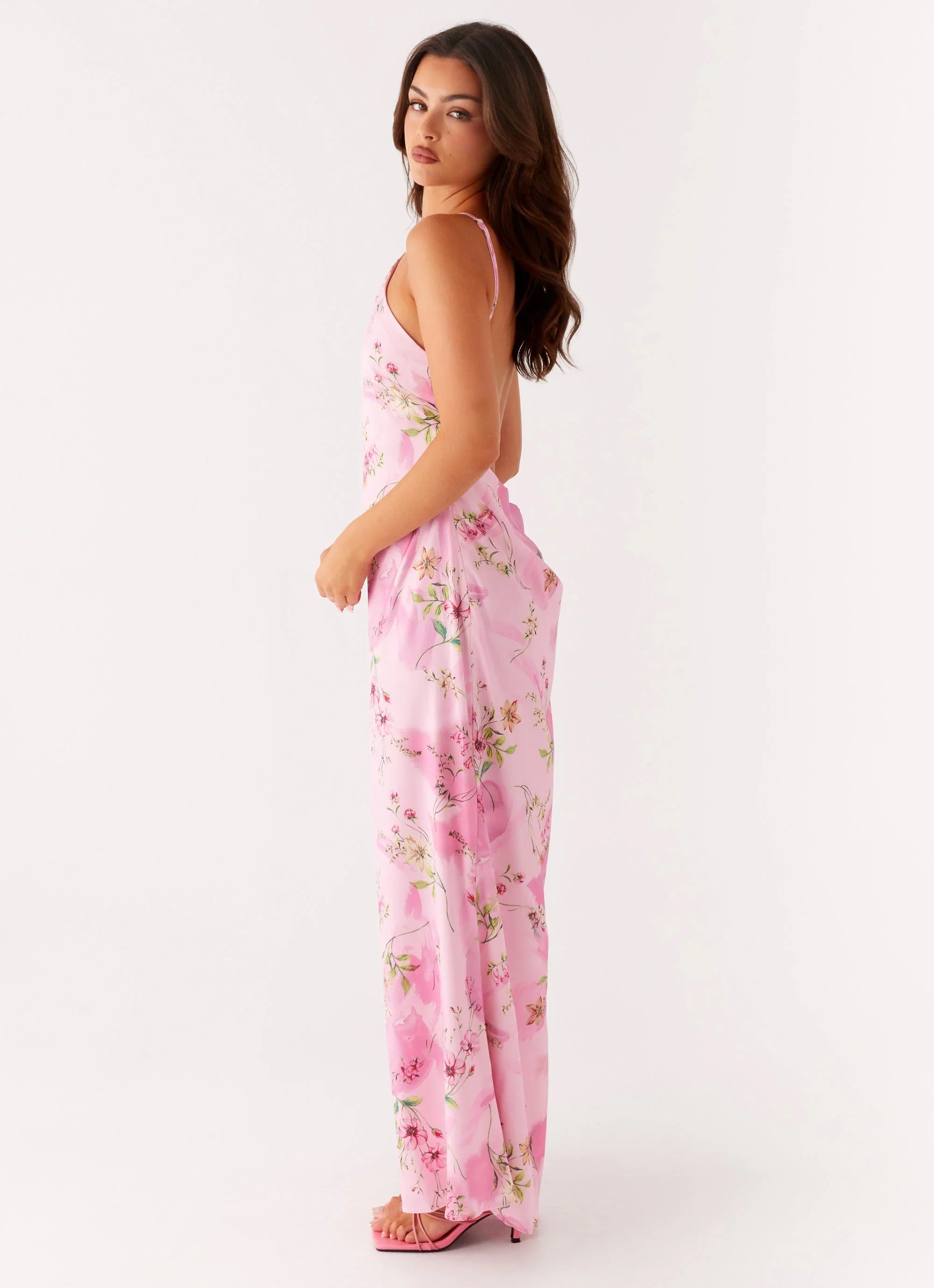 Robe longue Pascal - Imprimé floral rose