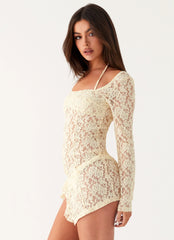 Mini-robe en dentelle Rarri - Ivoire