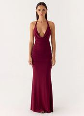 Robe longue yeux fermés - Cerise noire