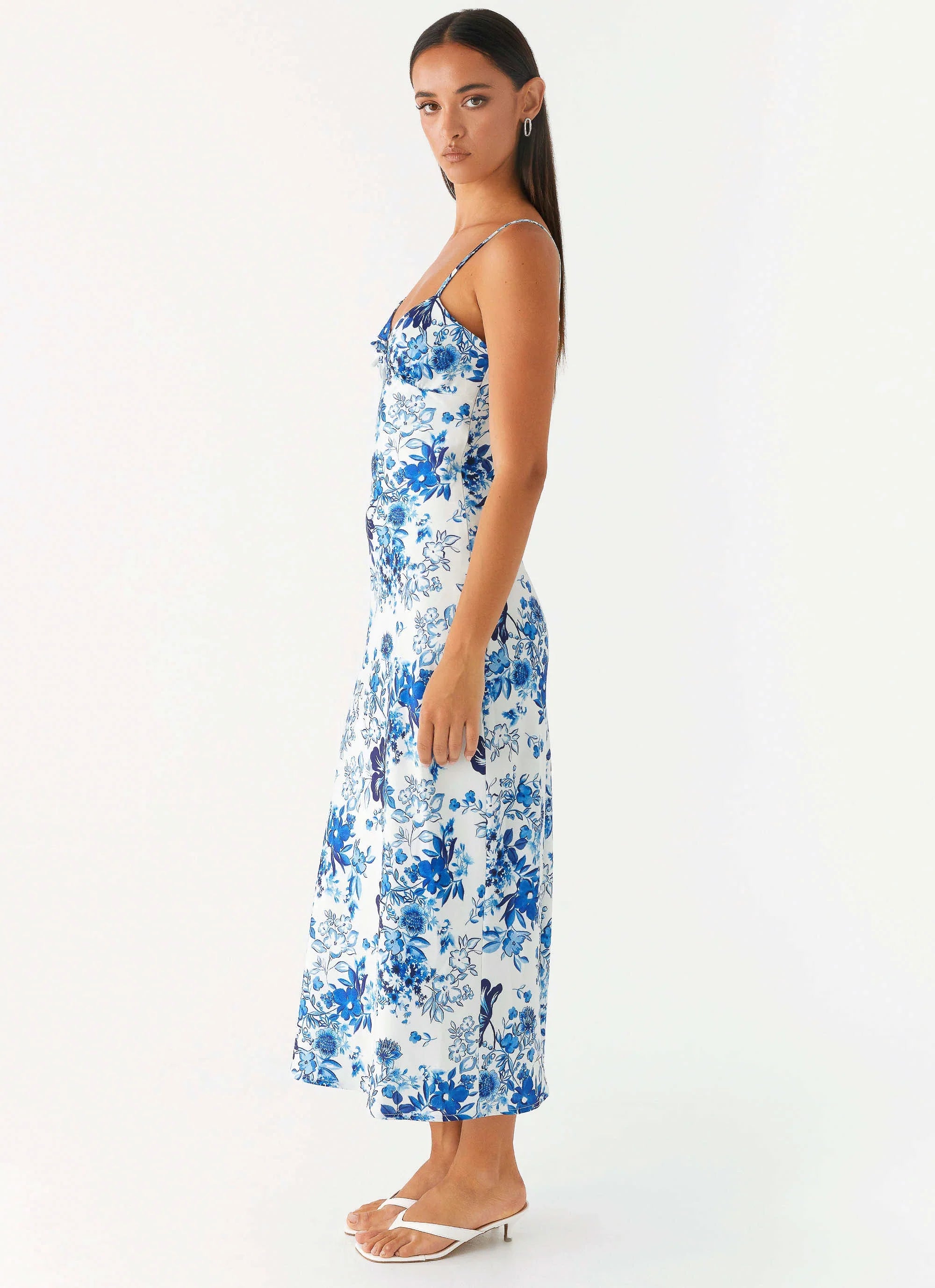 Robe midi Take Chances - Bleu ciel serein fleuri