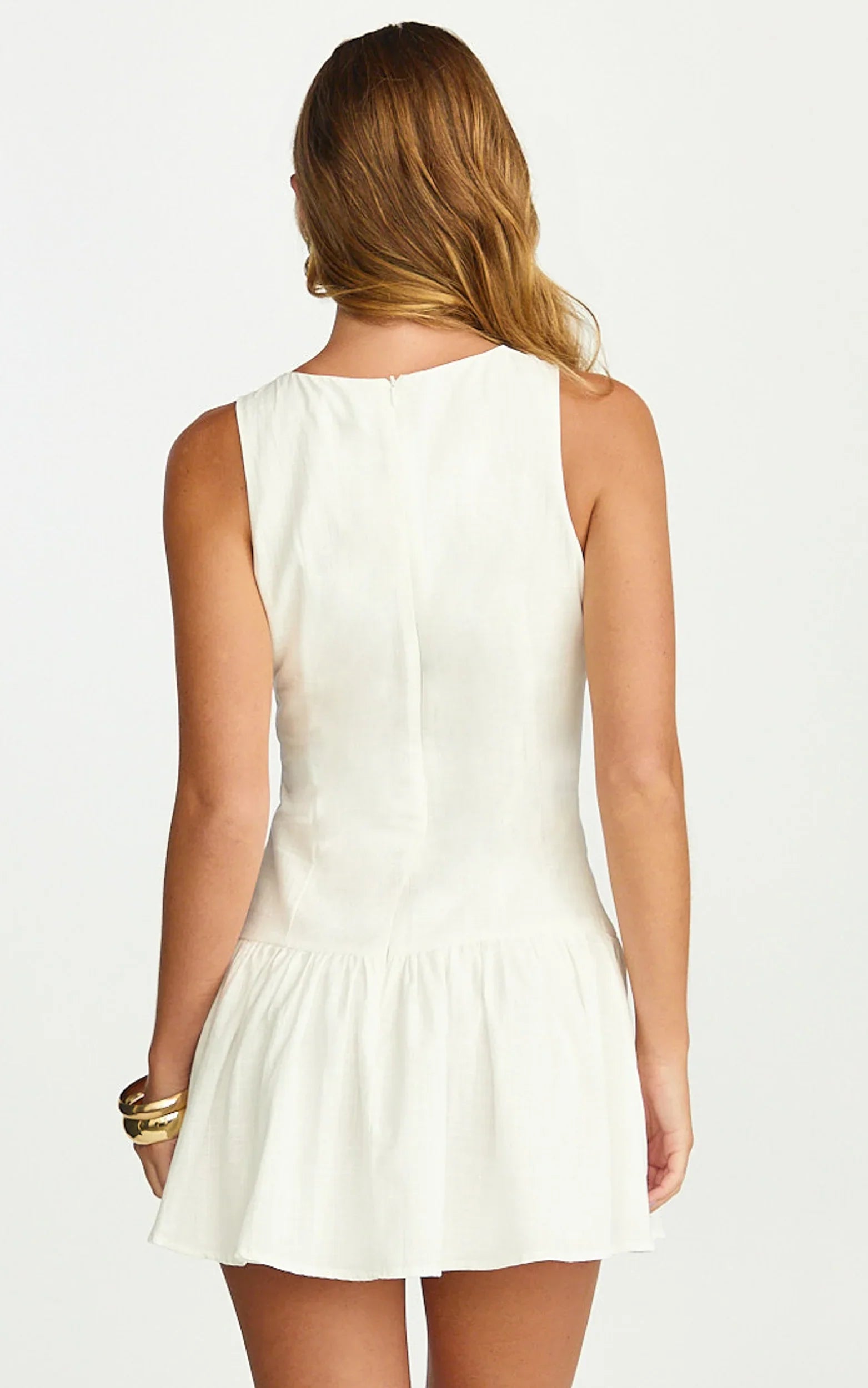 Robe Courte Cortez – Robe Boutonnée Col Montant Blanche