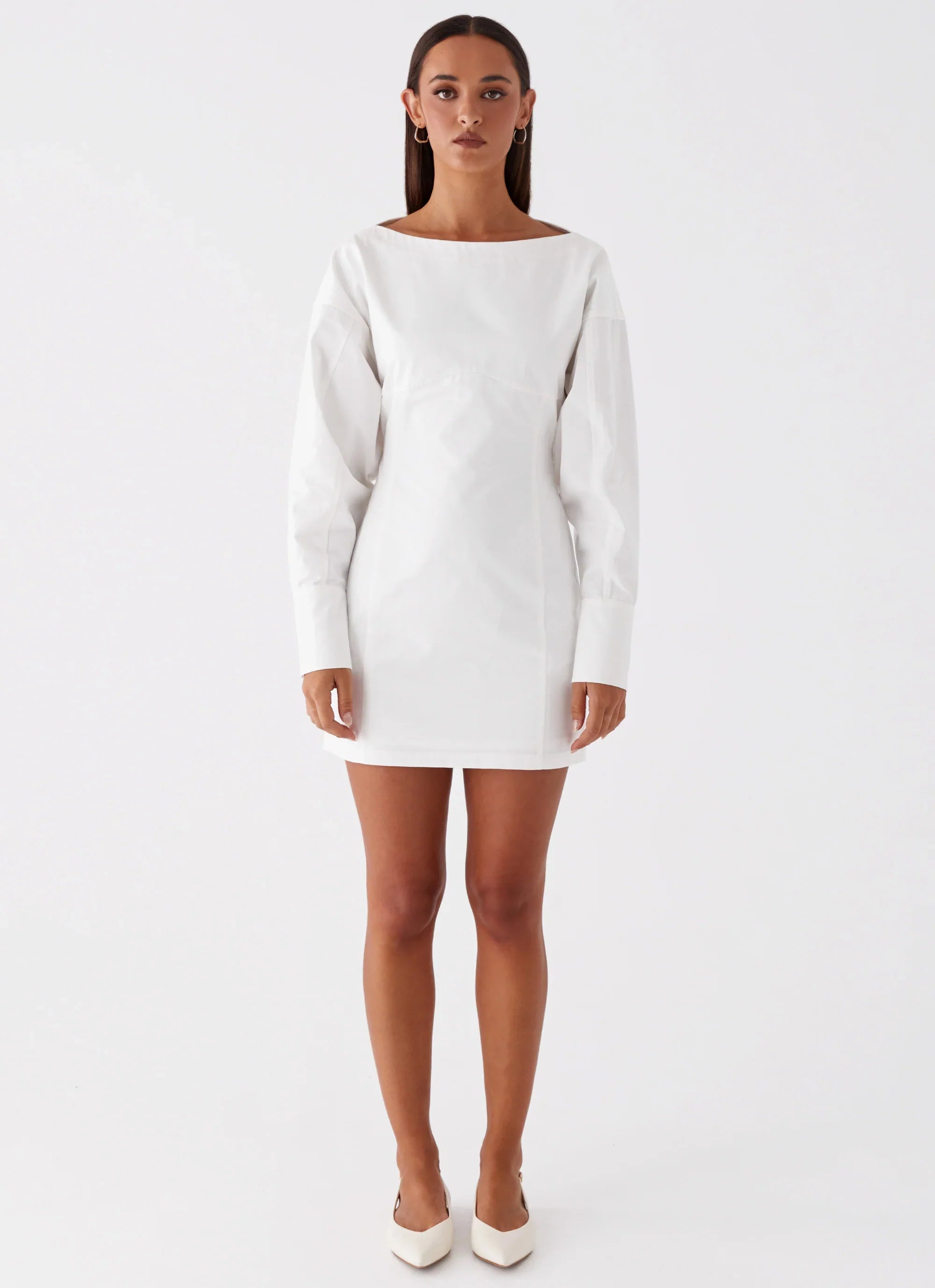 Mini-robe chemise Dynasty – Blanc