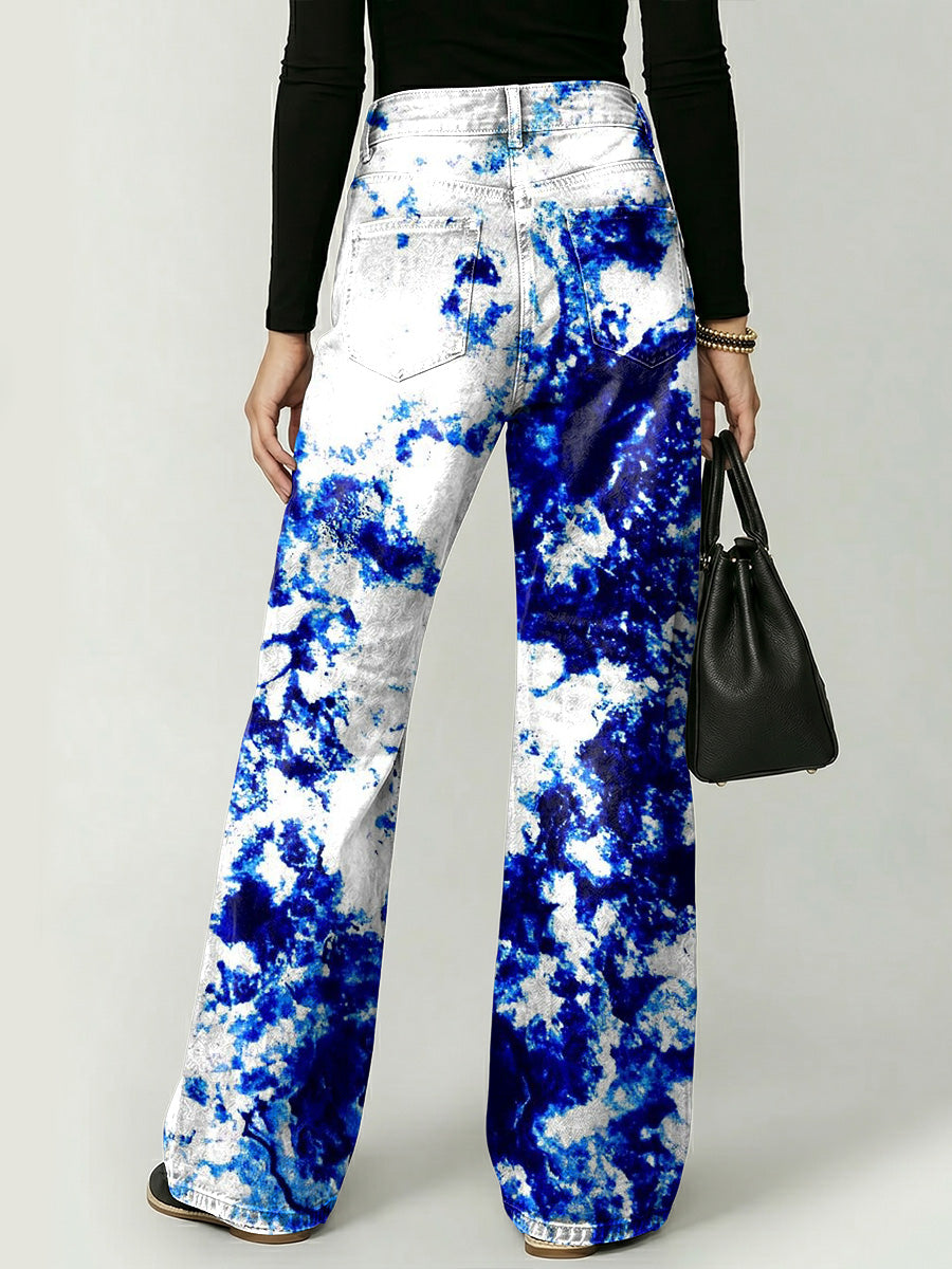 Colorful Graffiti Decorative Patterns Women's Casual Denim Pants