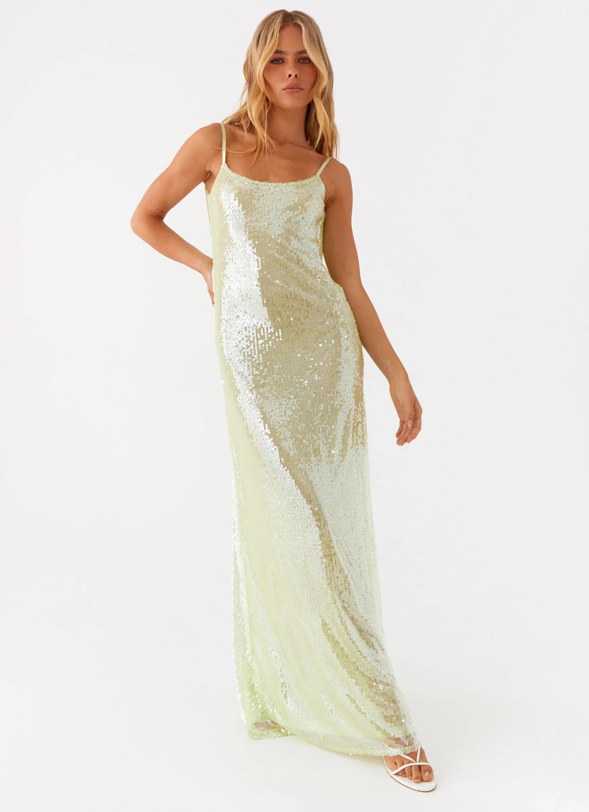 Robe longue à sequins Higher Level - Menthe