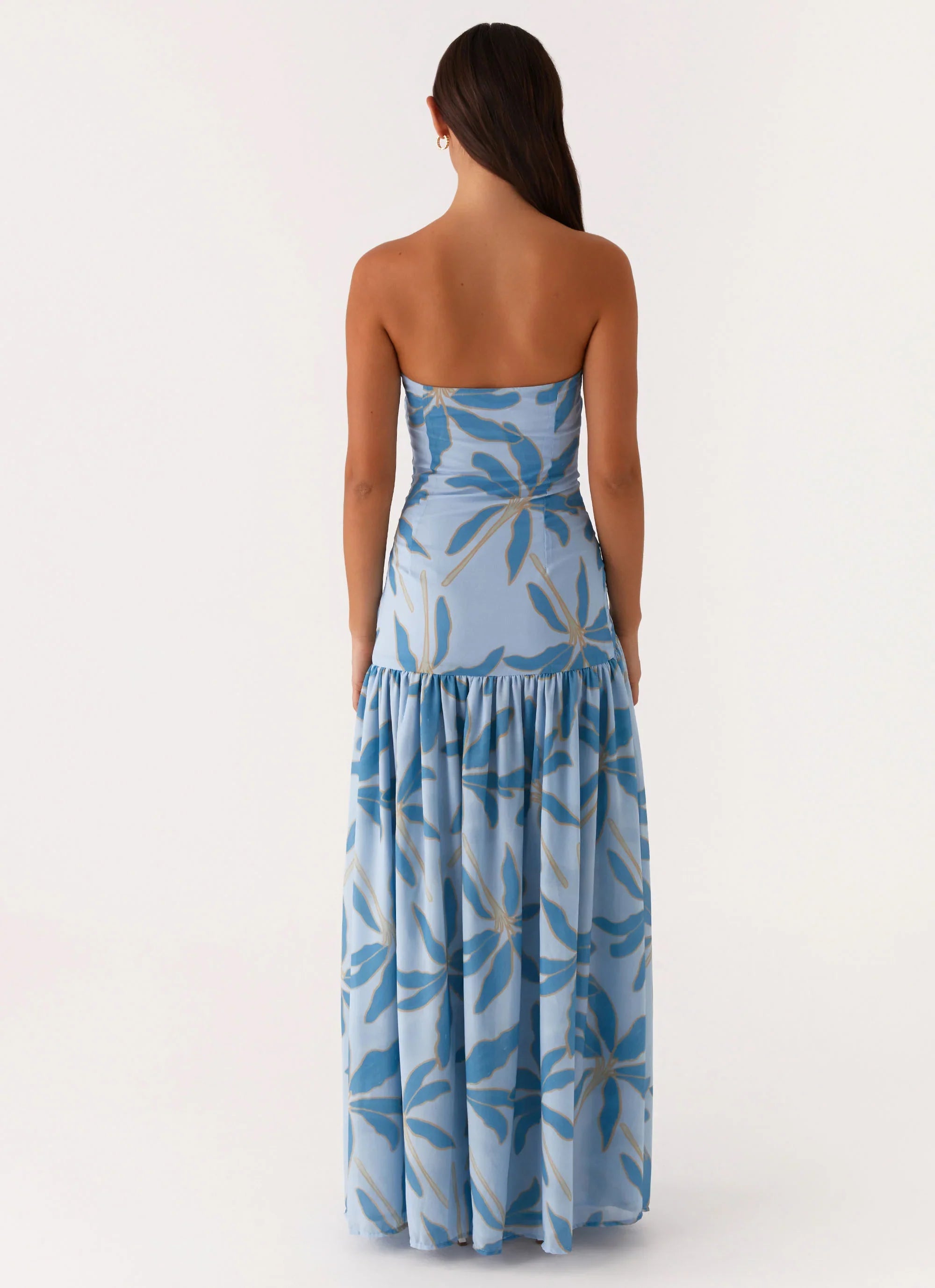 Robe longue sans bretelles Eden – Bleu opulent