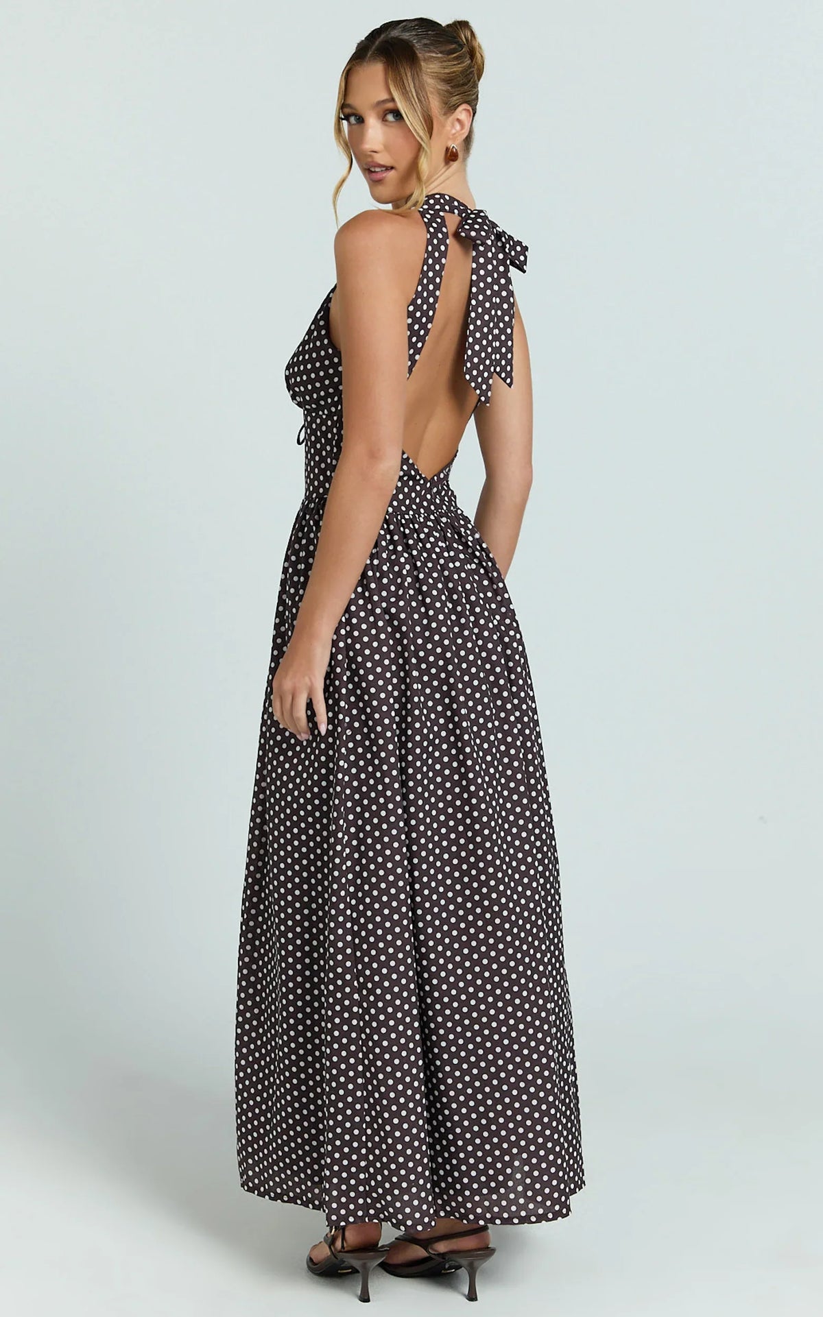Robe midi Abby - Robe à encolure en pois chocolat