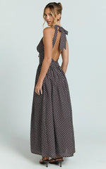 Robe midi Abby - Robe à encolure en pois chocolat