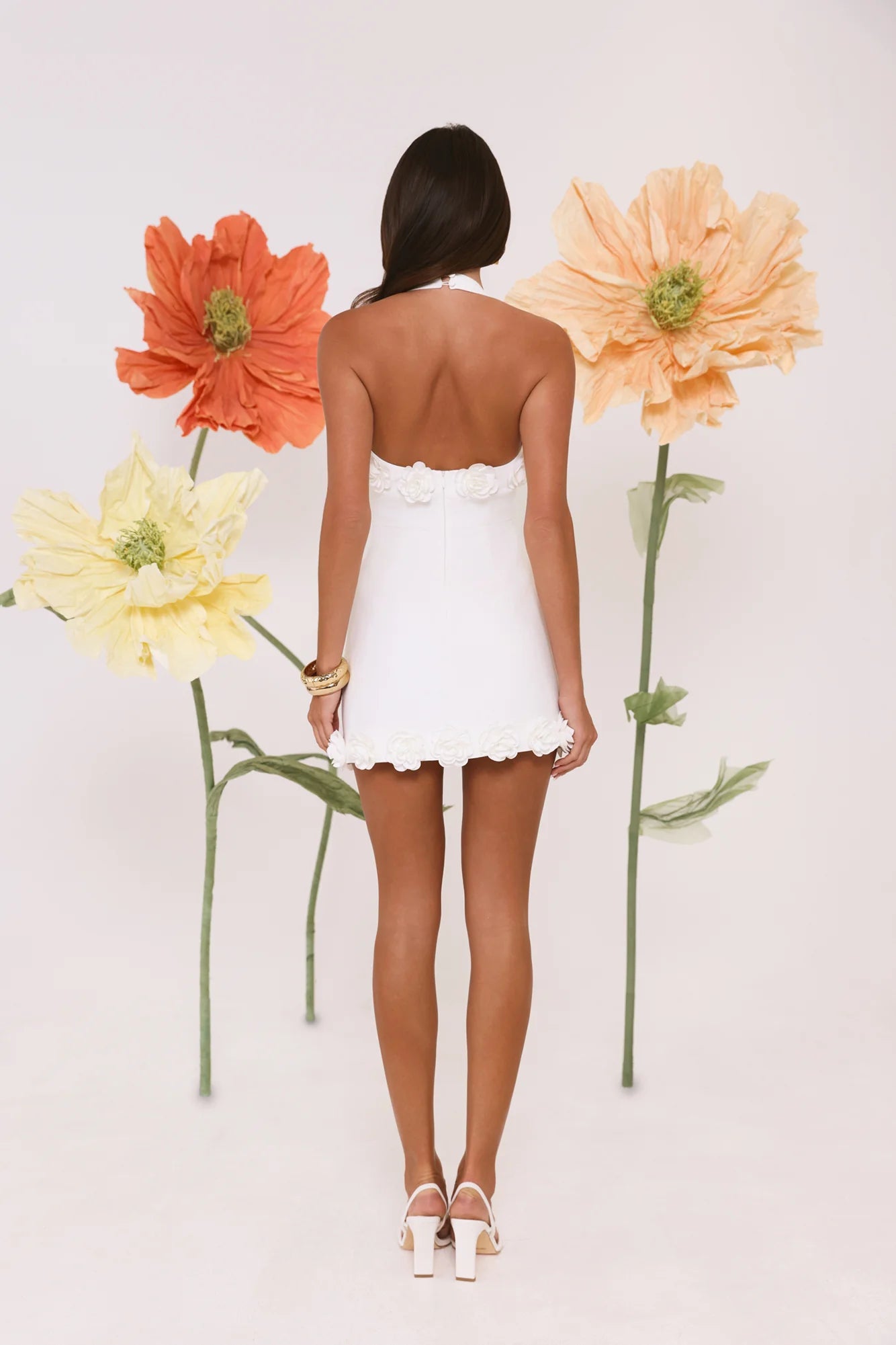 Mini-robe blanche dos nu Field Of Petals