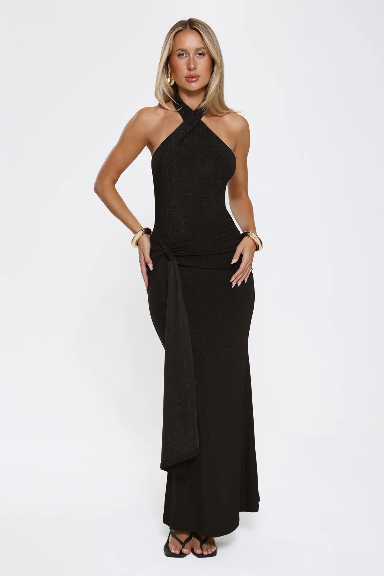 Robe longue à licou noire Glitter Through Twilight