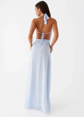 Robe longue en mousseline Elysia - Bleu bébé