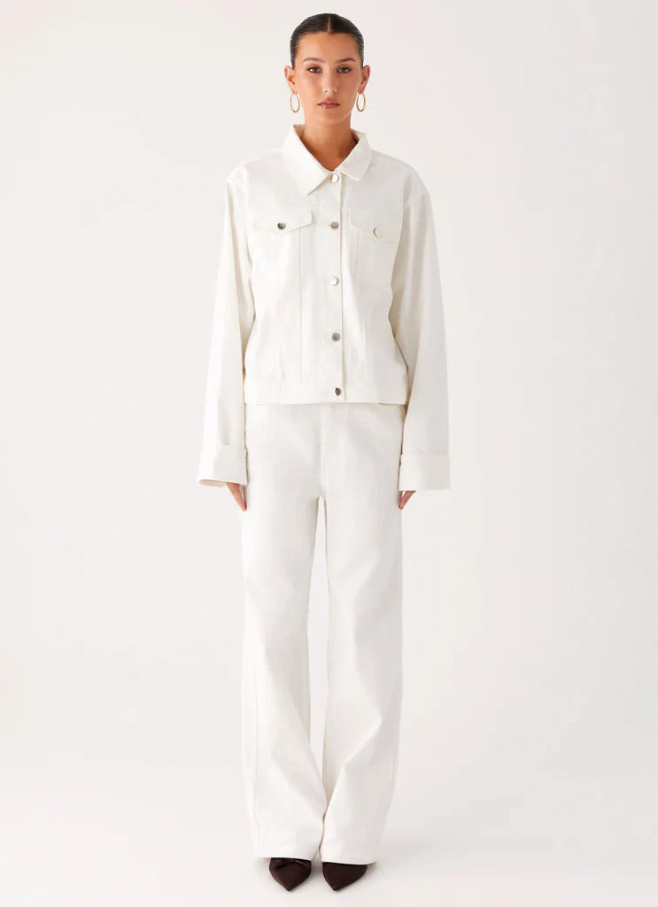 Veste en jean oversize Back Again - Blanc