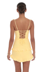 Robe corset à volants jaune