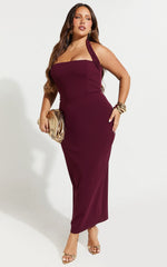 Robe Midi Salomé - Robe Fourreau Col Montant Couleur Vin