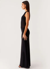 Robe longue en maille Lyria - Noire