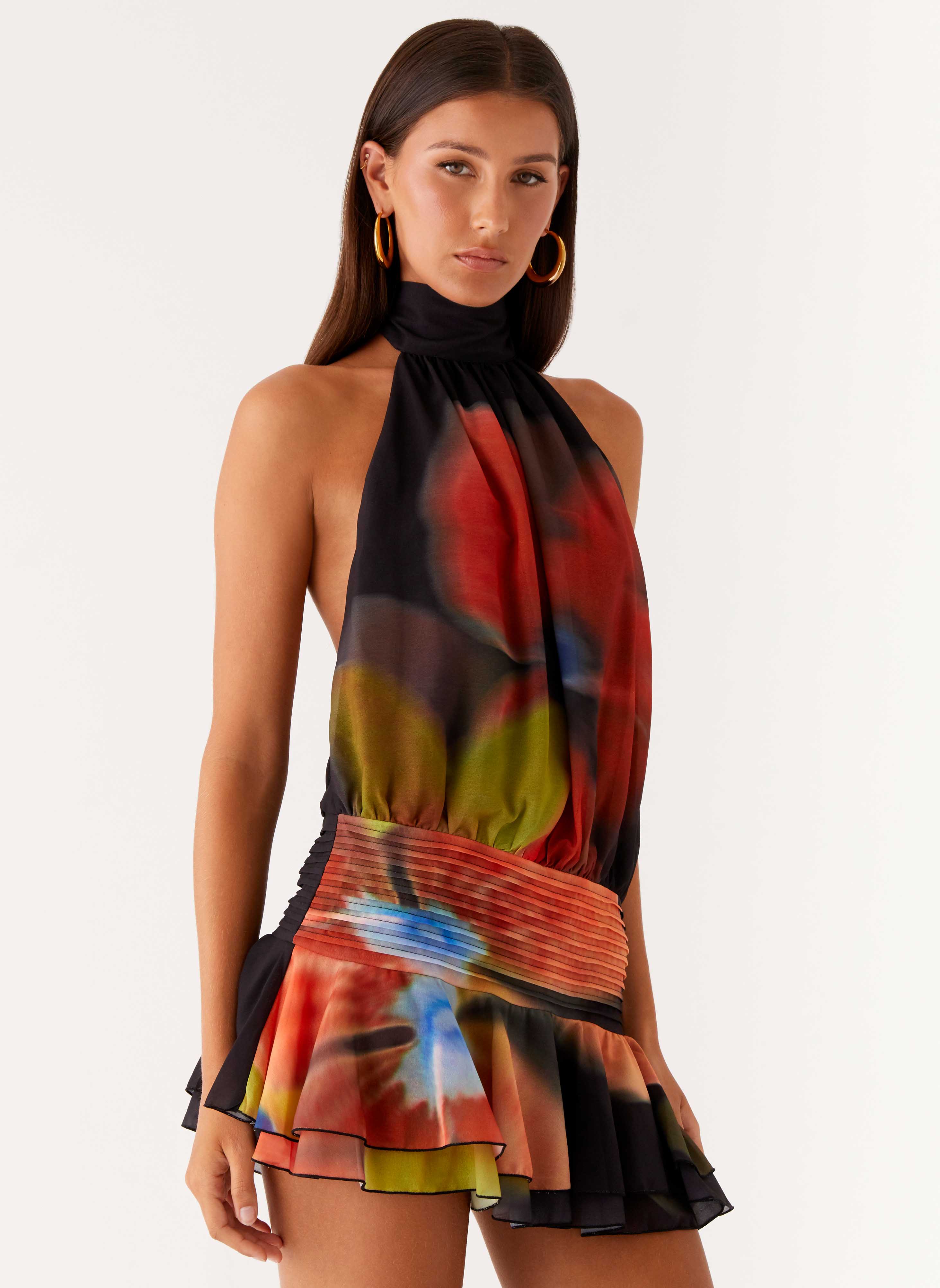 Mini-robe en mousseline Willow - Motif floral sombre