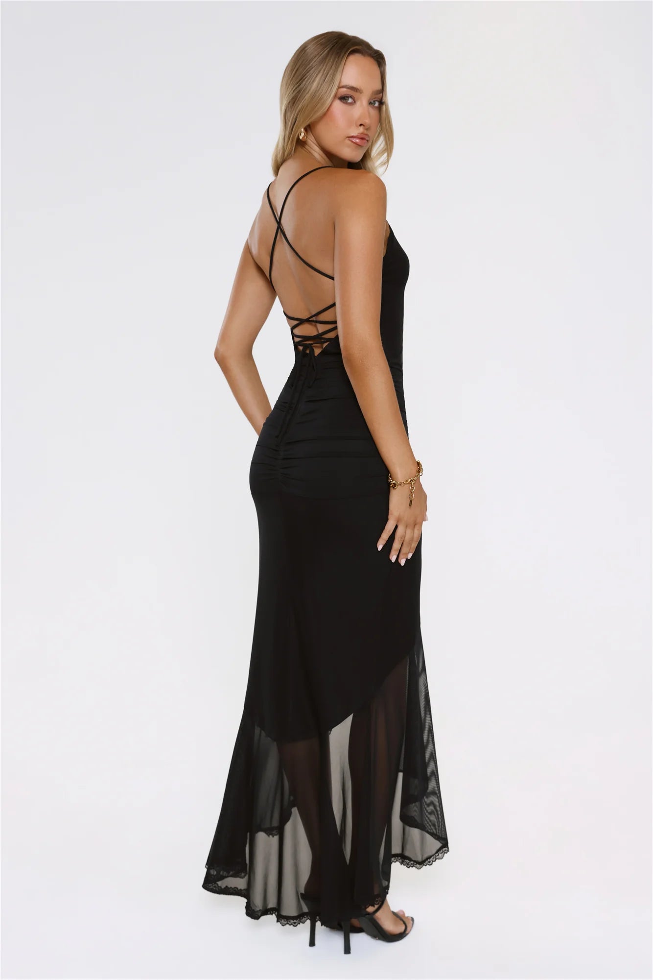 Robe longue en maille Whispered Dreams noire