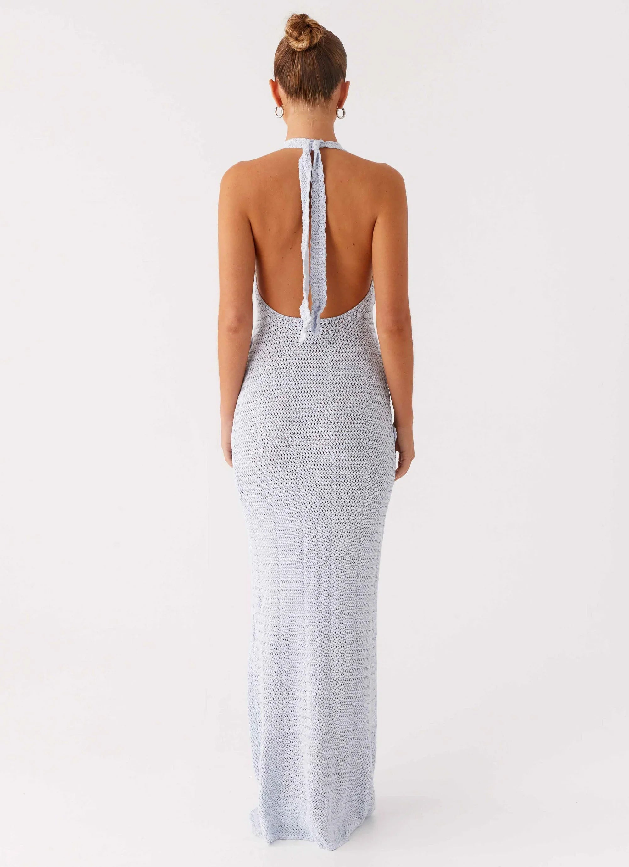 Robe longue en crochet Novalee - Bleu
