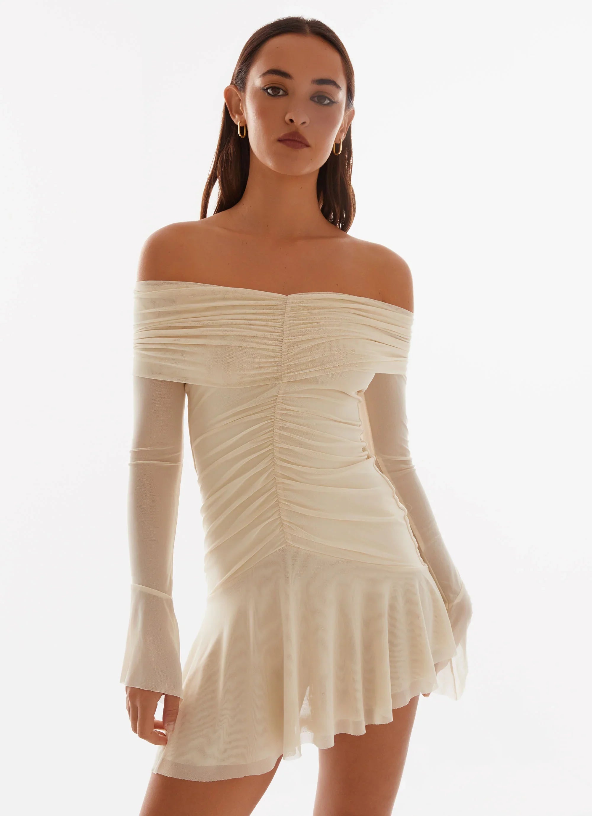 Mini-robe froncée Ellis - Jaune pastel