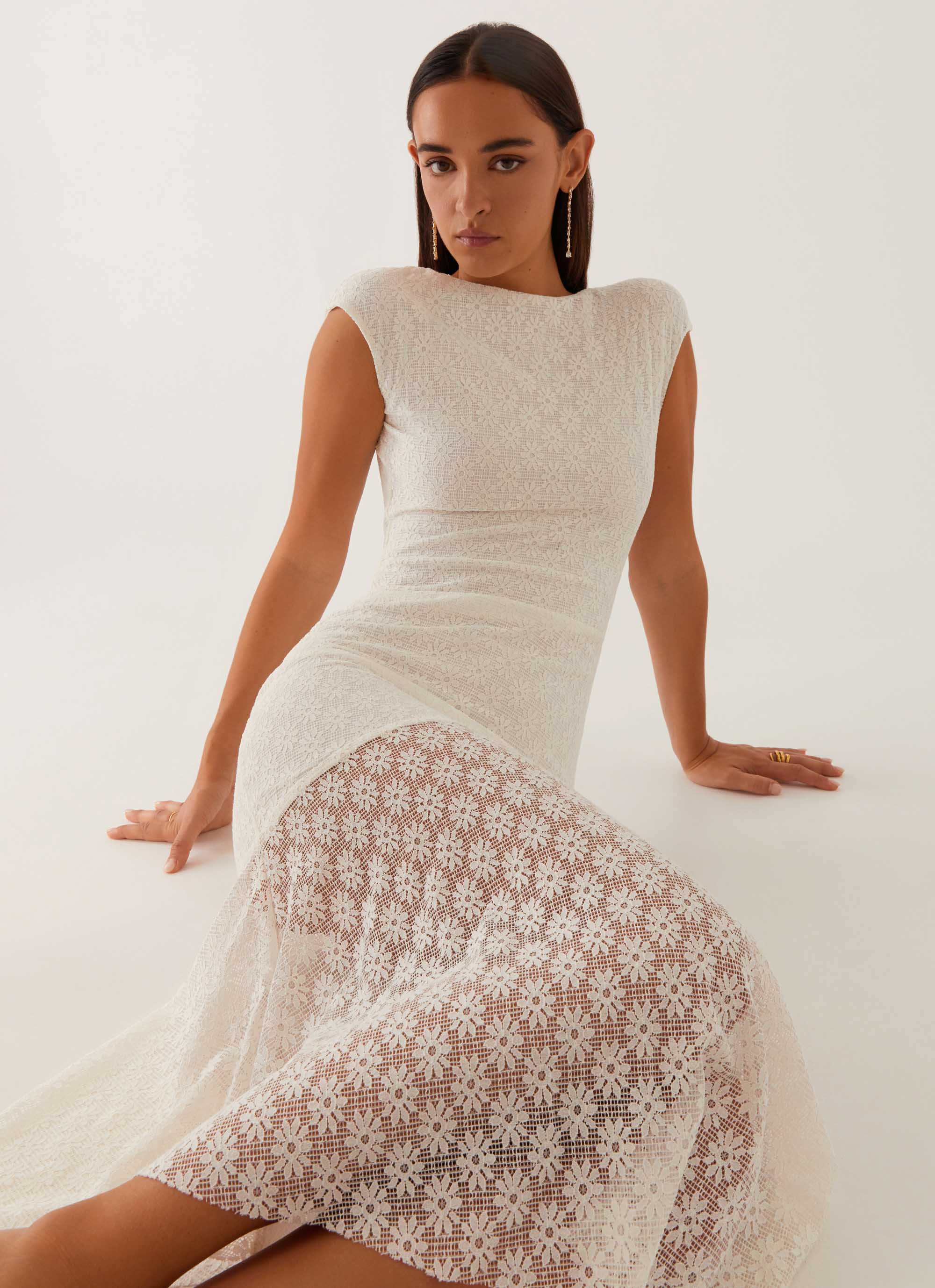 Robe midi Arielle à dos ouvert - Blanc