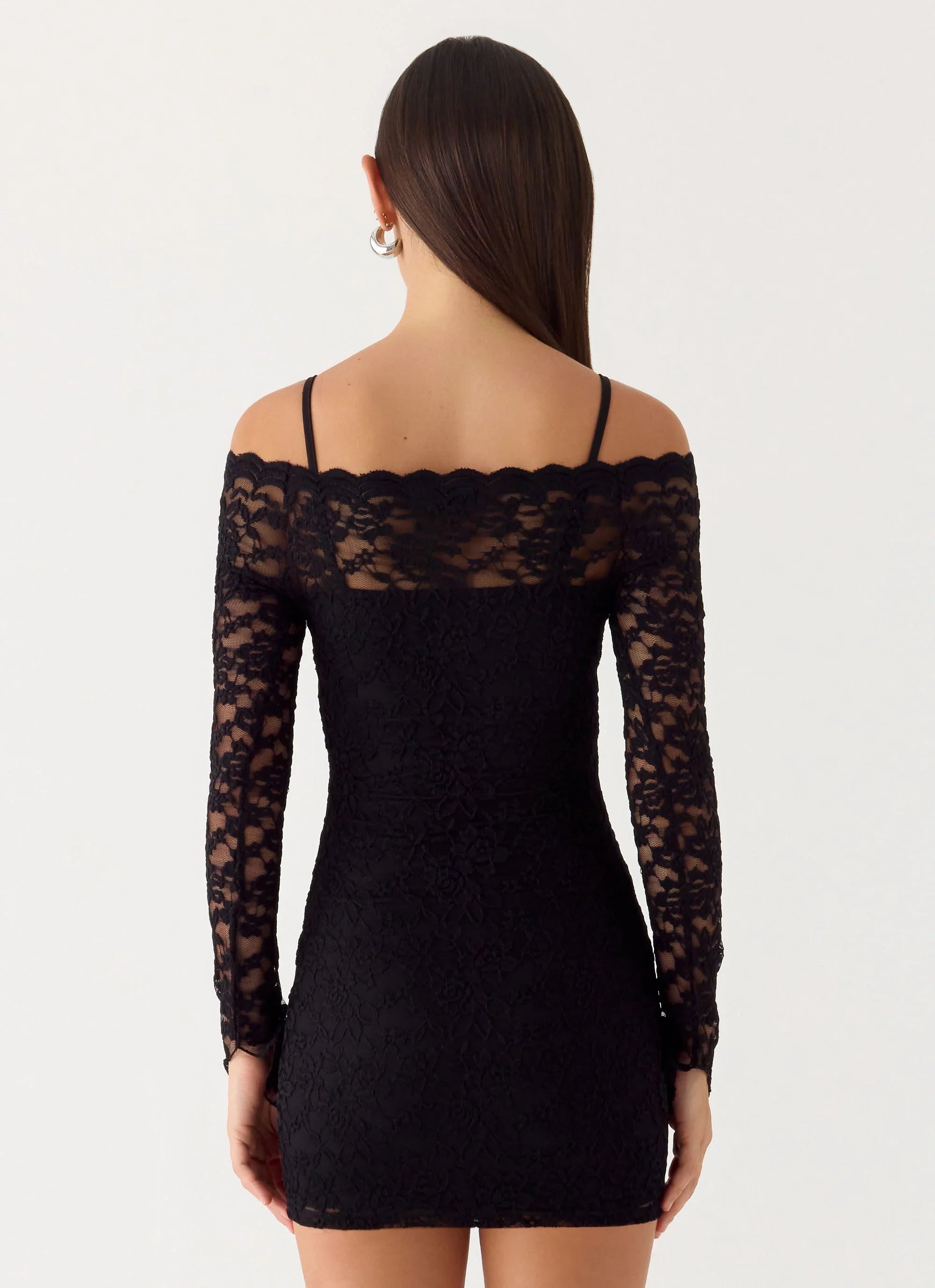 Mini-robe en dentelle Just This Once - Noir